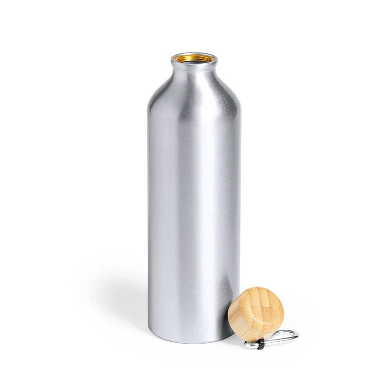 Hetien — Garrafa Alumínio 800ml + Tampa Bambu | Linha Nature | Grande Capacidade