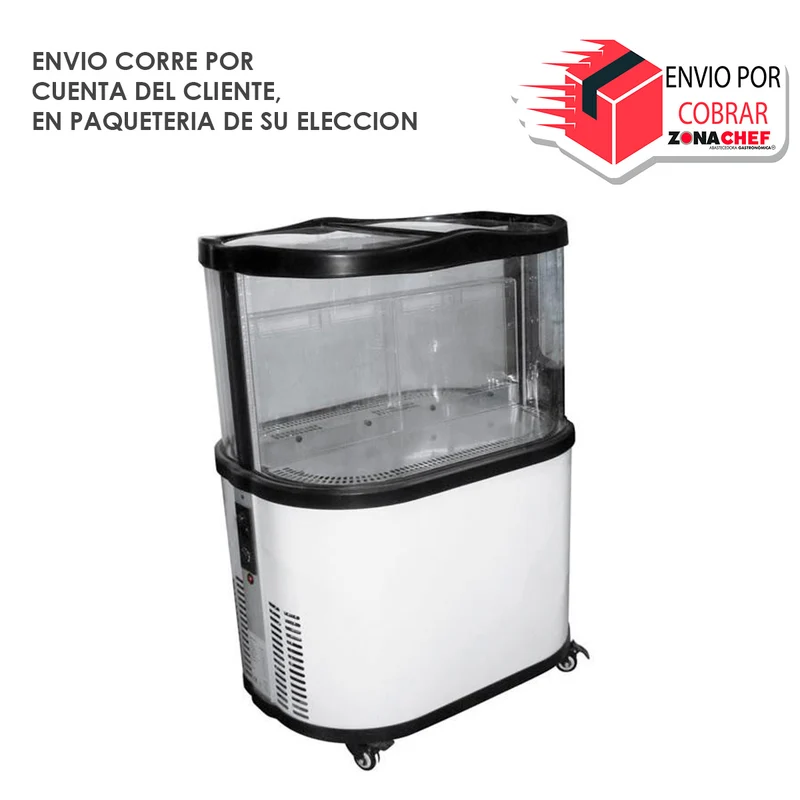 Refrigerador MIGSA vitrina refrigerada ovalada 75x55x101