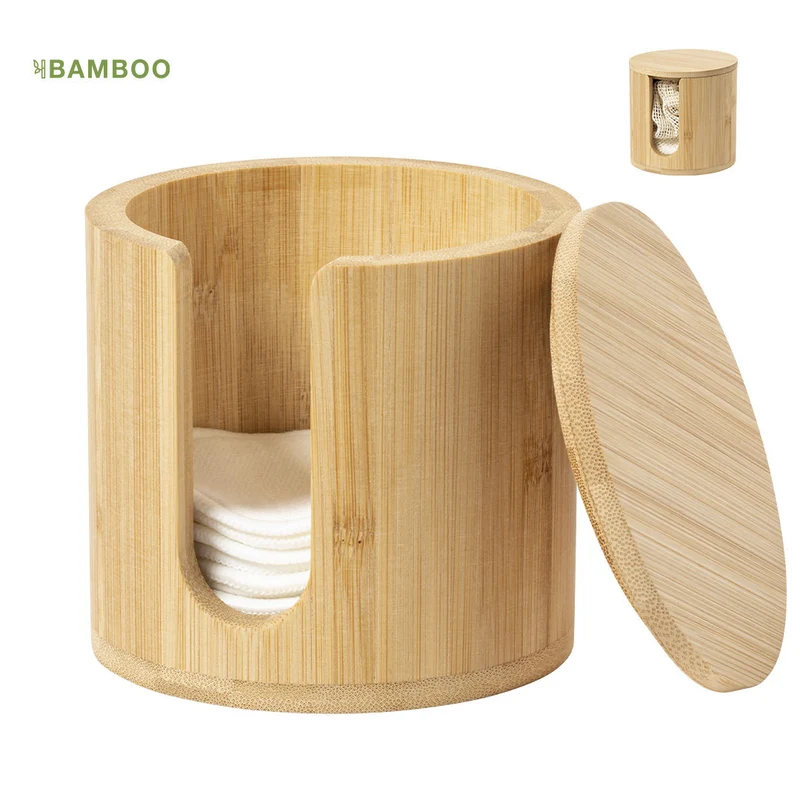 Dispensador Discos Desmaquilhantes Kiam Bambu | Linha Nature | Brinde Beleza