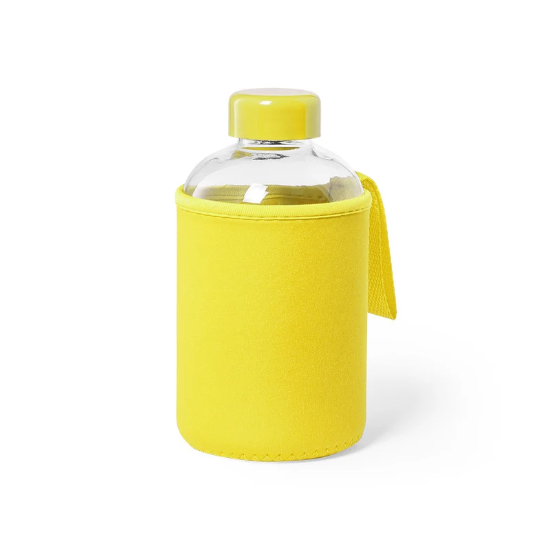 Garrafa Vidro 600ml Bolsa Soft Shell Flaber | Tampa Rosca Alça Transporte Várias Cores Caixa Individual | Brinde