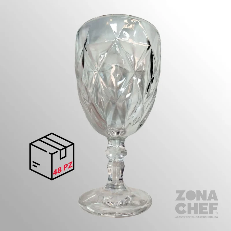Copa para agua de cristal cortado Transparente Diamond 325 ml BH caja 48 pzas
