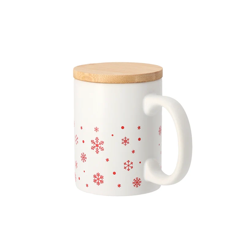 Taza Sostenible Cerámica con Tapa Bambú Navidad Helogran 300 ml