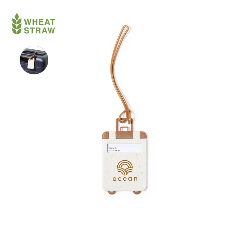 Identificador Malas Palha Trigo Cliffer | Design Trolley 5,5x9,5cm Fita Acoplagem | Brinde Viagem Eco