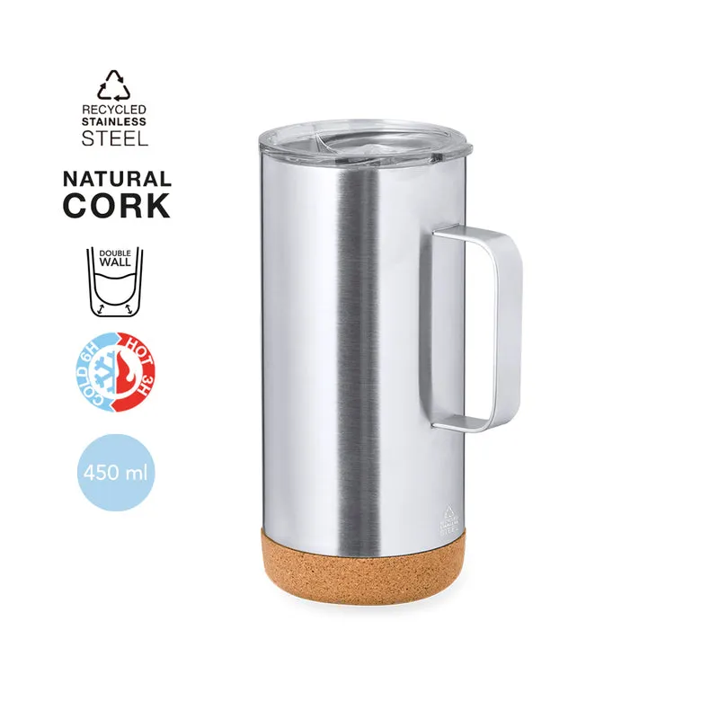 Taza Térmica Ecológica Acero Inox con Corcho Frilan 450 ml