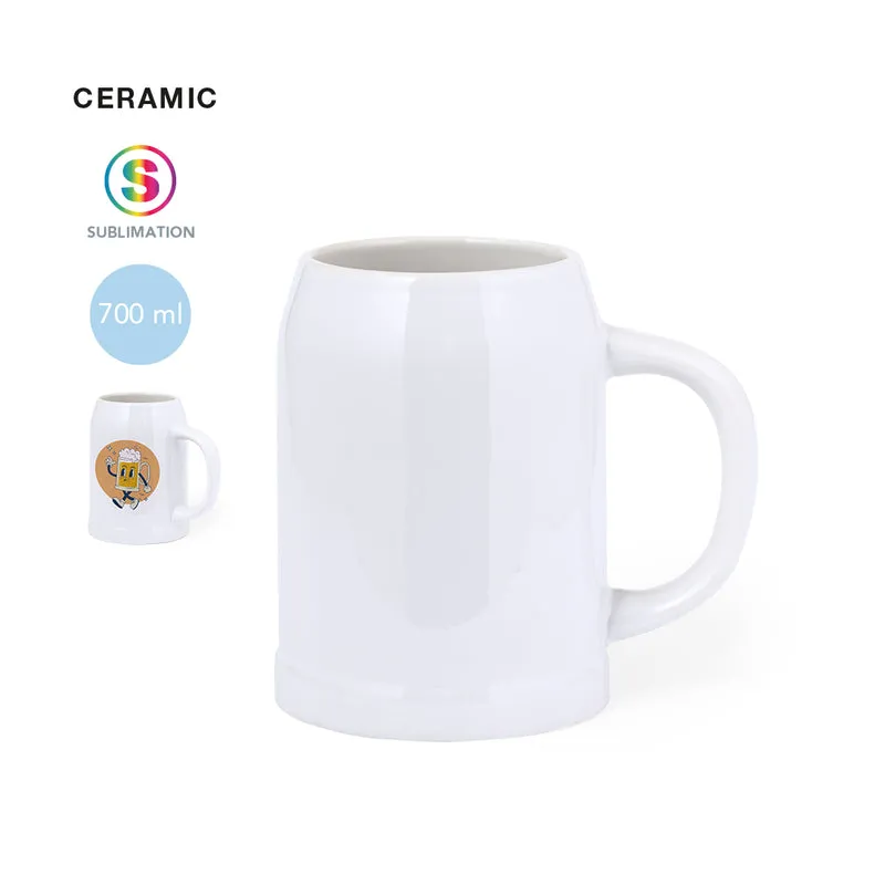 Jarra Cerámica Blanca Cerveza Heim