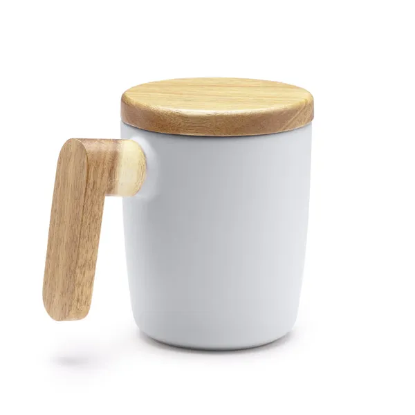 Taza Ecológica Cerámica con Tapa de Bambú Lovet 350 ml