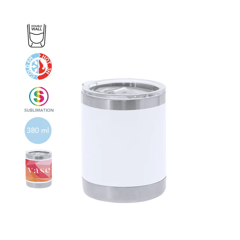 Copo Térmico Sublimação Teyan Aço Inox 380ml | Parede Dupla | Dosador | Livre BPA