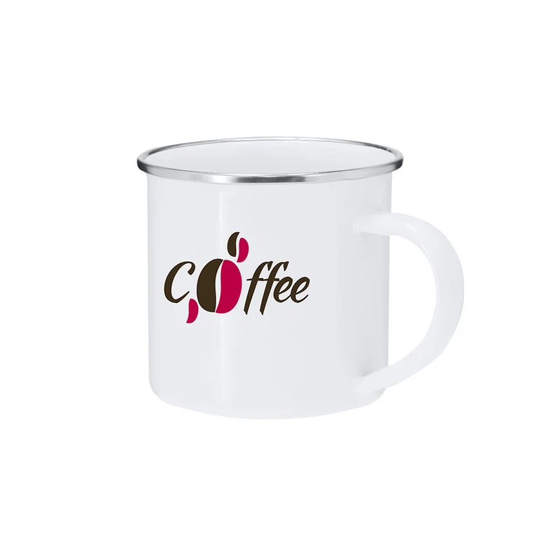 Caneca Metálica Sublimação Derio | 200ml Vintage Branco Brilhante Rebordo Cromado | Full Color
