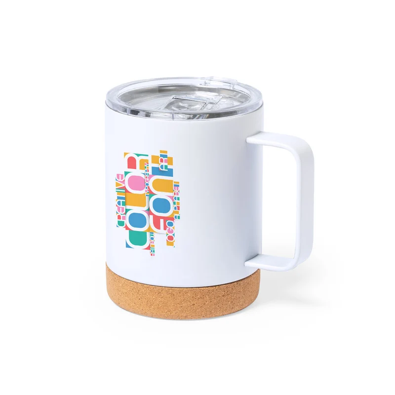 Caneca Térmica Sublimação Wifly Aço Inox 330ml | Base Cortiça | Dosador | Livre BPA