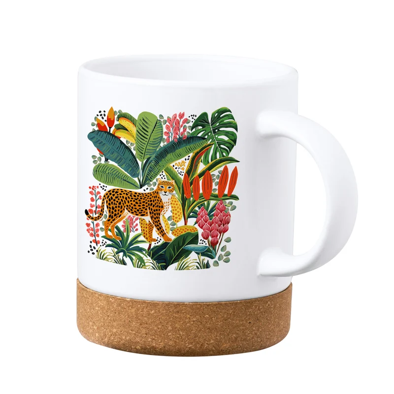 Caneca Sublimação 350ml Ecológica - Base Cortiça Natural