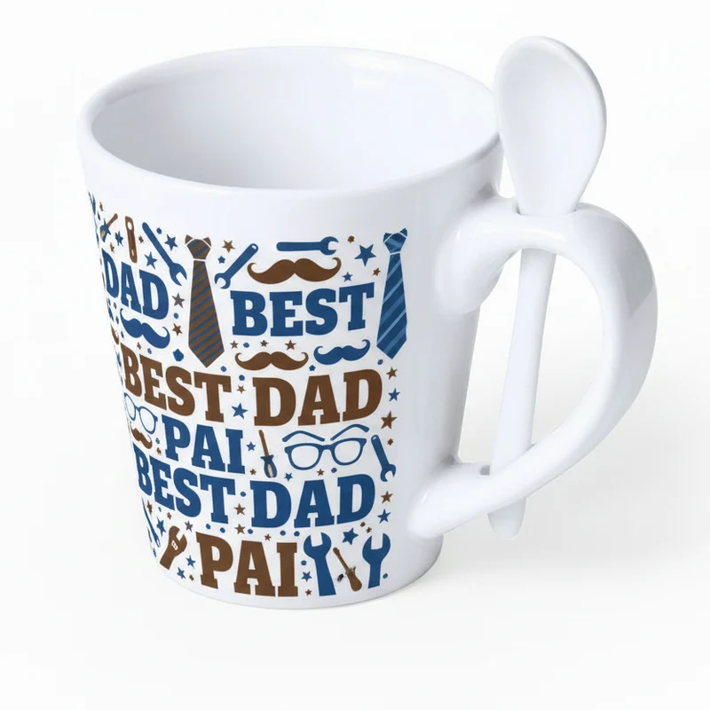 Caneca Sublimação 350ml com Colher Integrada - Design Único