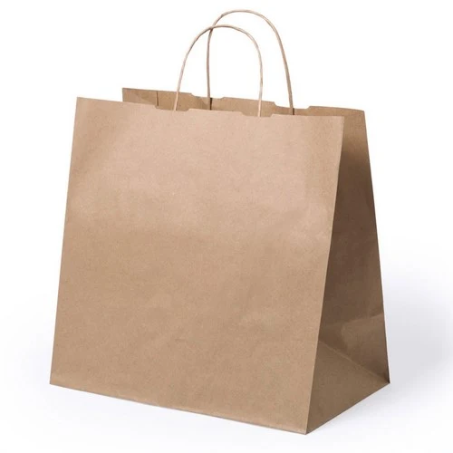 Bolsa Reutilizable de Papel Natural con Asas Cortas y Fuelle 100 g/m²