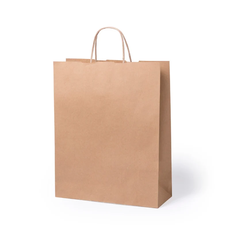 Bolsa Reutilizable de Papel Natural con Asas Cortas y Fuelle Nauska 100 g/m²