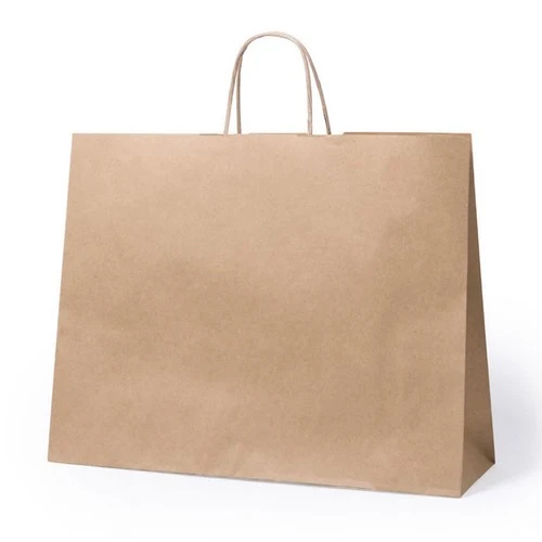 Bolsa Reutilizable de Papel Natural con Asas Cortas y Fuelle Tobin 100 g/m²