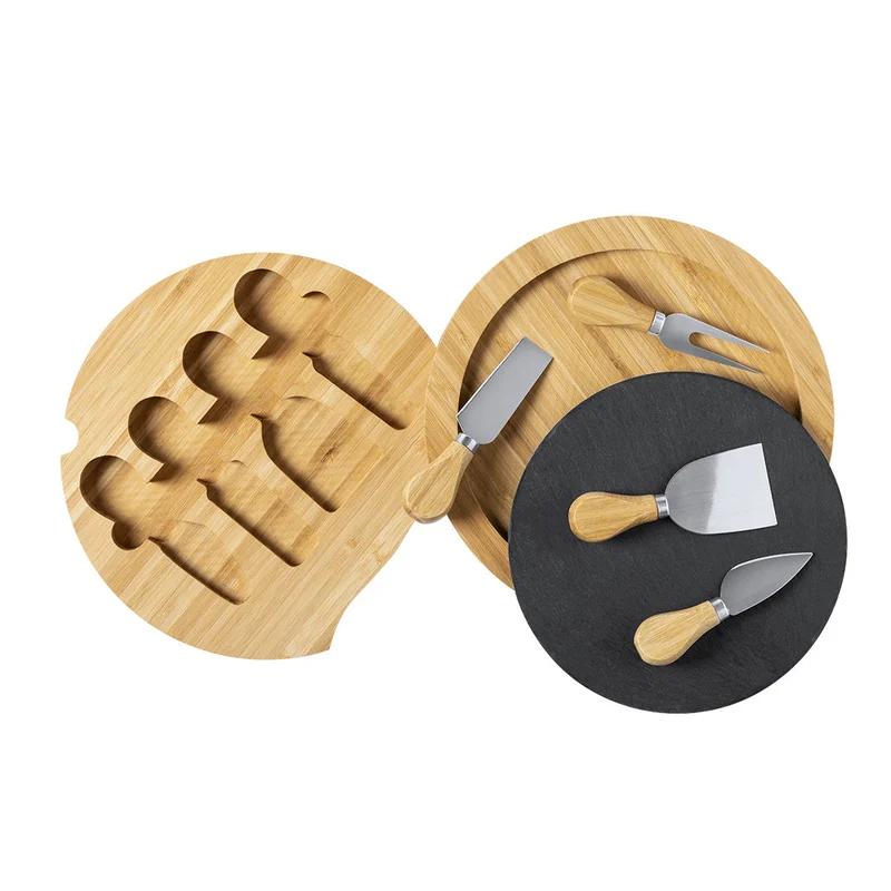 Set Tabla para Quesos de Pizarra y Bambú con Accesorios Pomel