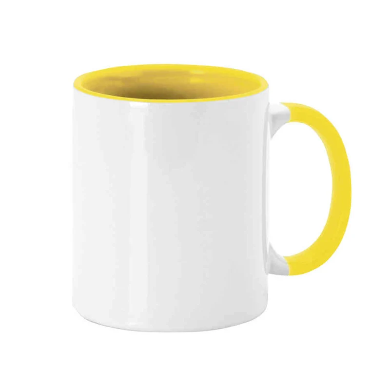 Taza Cerámica Bicolor Blanca Interior Color Harnet 350 ml
