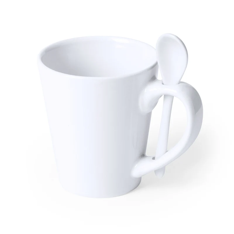 Taza Cerámica Cónica con Cuchara Sublimación Kaffir 350 ml