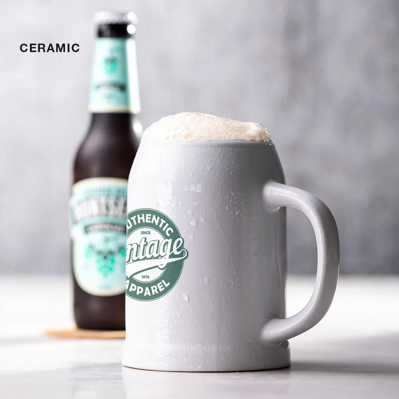 Jarra Cerámica Blanca para Cerveza Hosteleria Tilton 700 ml