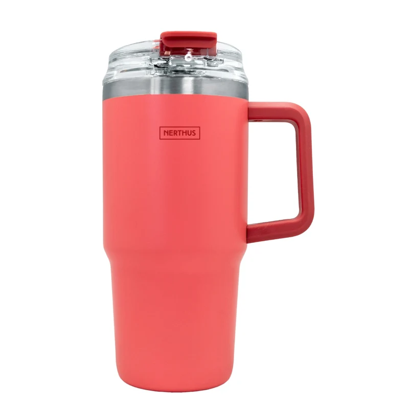 Taza térmica con tapa hermética y pajita