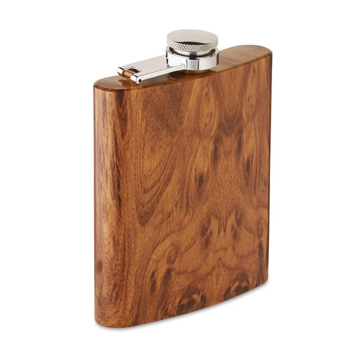 Petaca Ecológica Inox Reciclado Efecto Madera Namib 190 ml