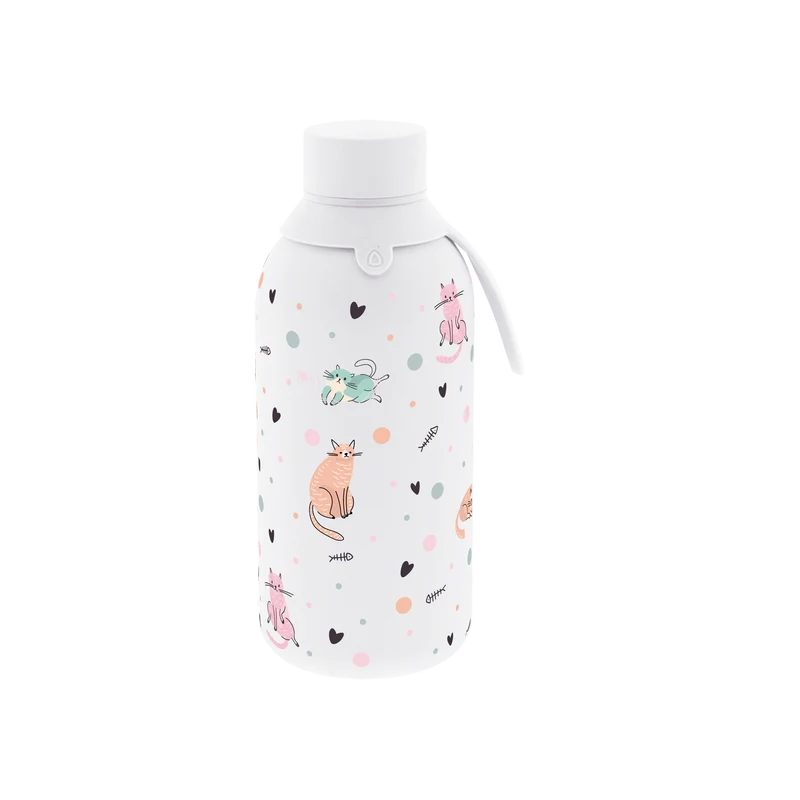 Botella Térmica de Acero Inoxidable con Interior Cerámico y Doble Tapón – Dot & Meow | Aurea