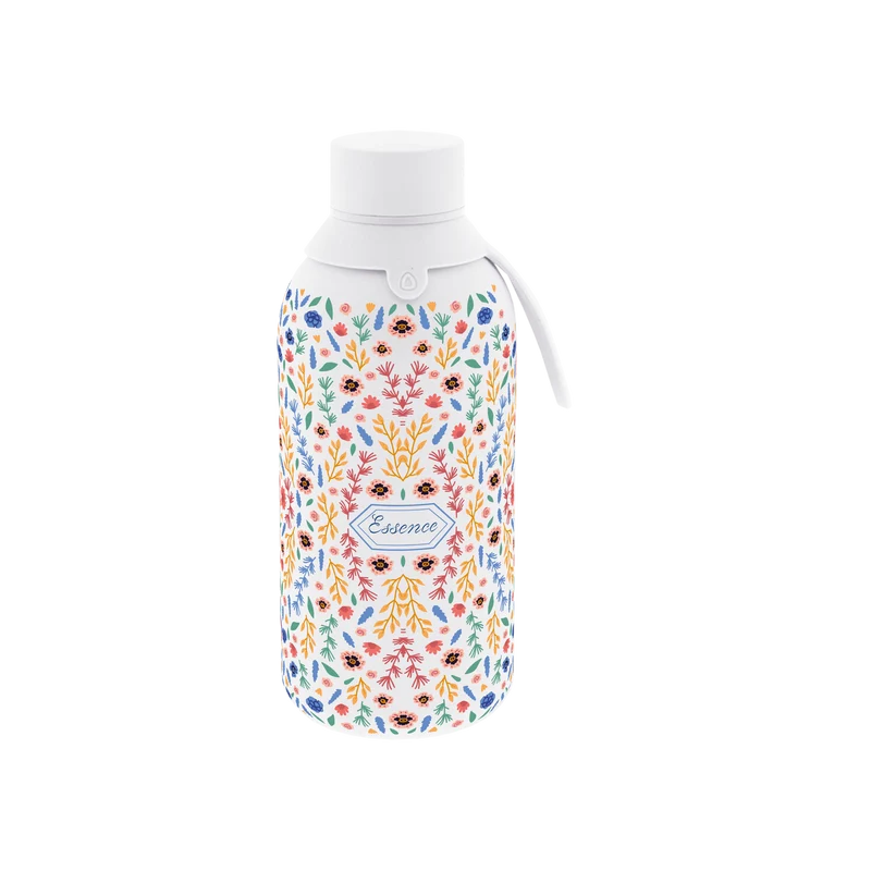 Botella Térmica de Acero Inoxidable con Interior Cerámico y Doble Tapón – Floral Essence | Aurea