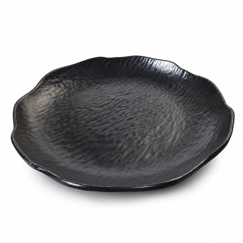 Plato Trinche Redondo Melamina Negra Con Textura 10 " TRV