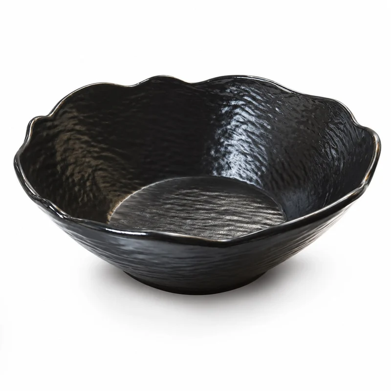 Plato Tazon sopero Melamina Negra Con Textura 8 " TRV