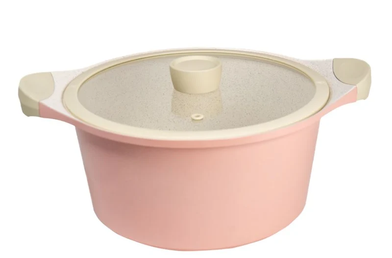 Olla rosa 24 c/tapa cristal Linea Coquette