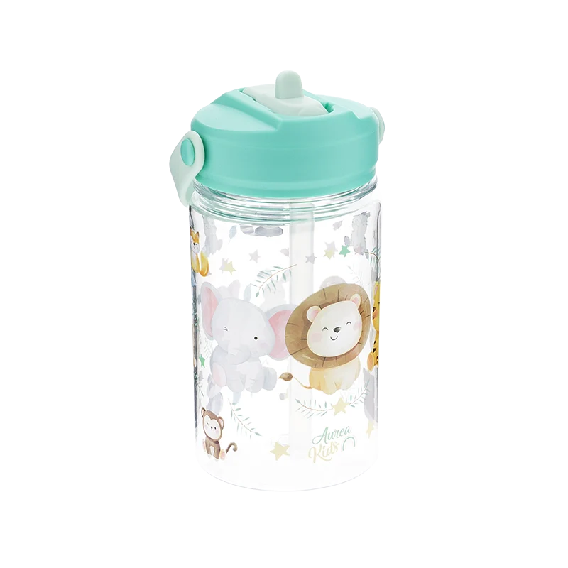 Botella Tritán 350ml Adaptador Infantil Con Pajita - Animals
