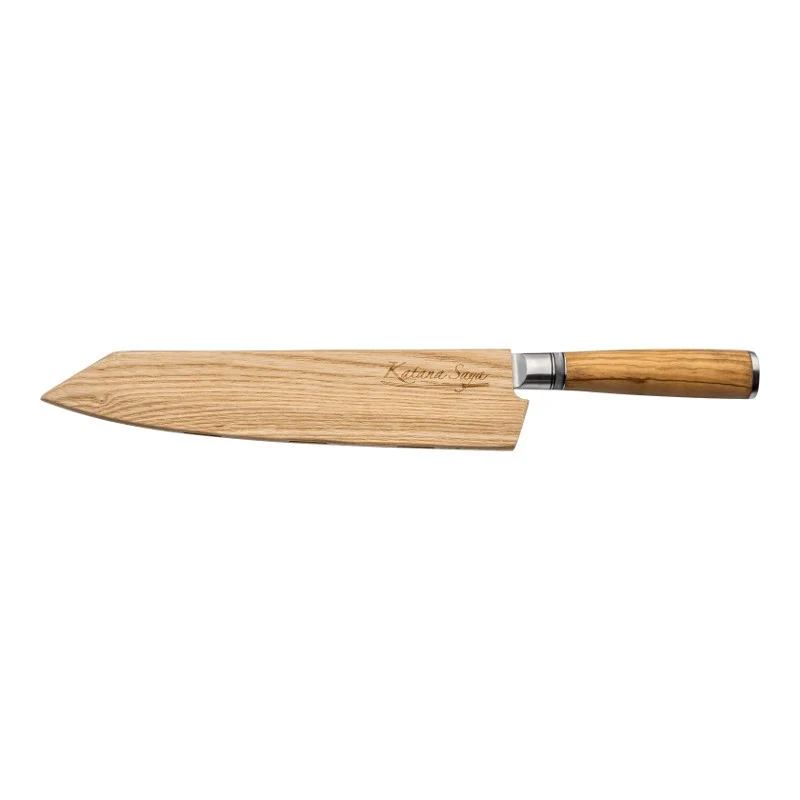 Katana Saya Cuchillo Kiritsuke 24 cms acero damasco 67 capas OliveWood