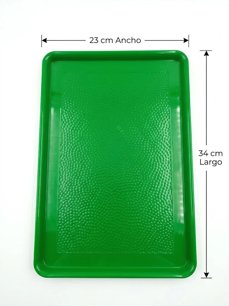 Charola rectangular polipropileno 34x23 cm Verde