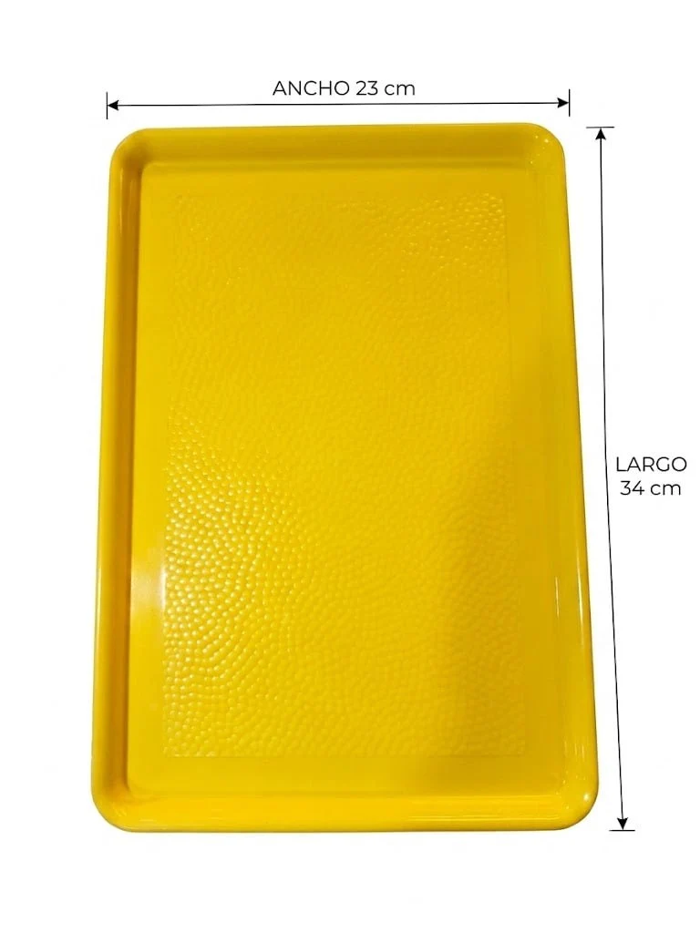 Charola rectangular polipropileno 34x23 cm Amarillo
