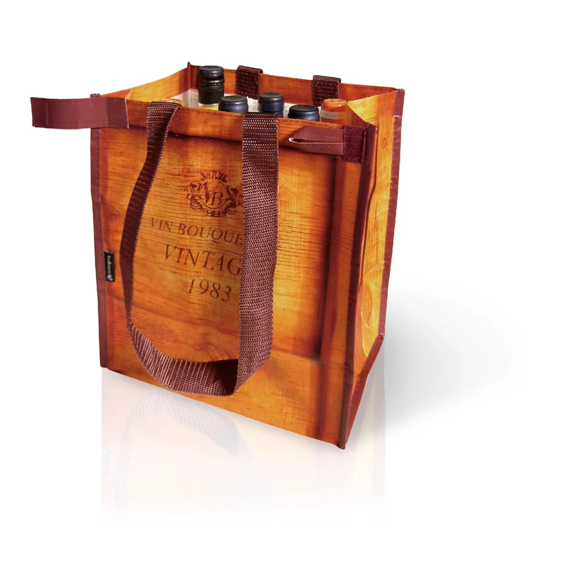 Bolsa transporte botellas diseño vintage 6 unidades