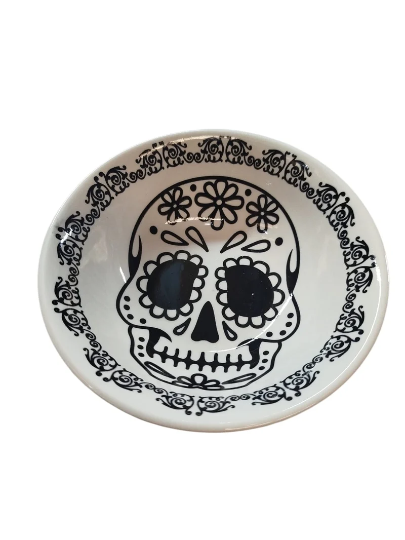 Plato Tazón ceramica Calavera Negra 7" BH