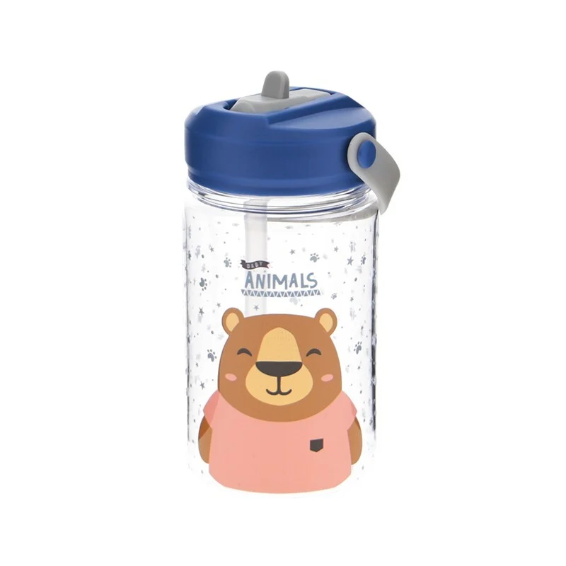 Botella Tritán 350ml Adaptador Infantil con Pajita - 3D Animals