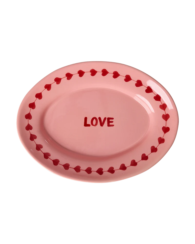 Mellem Keramik Serveringsfad - Pink - Hand-painted LOVE