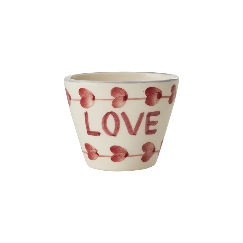 Ekstra lille Oval Keramik Espressokop - Off White - Hand-painted LOVE