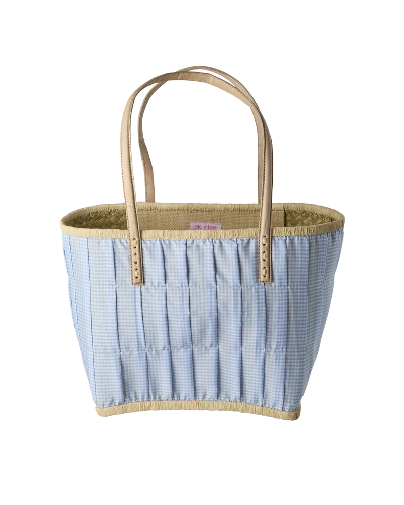 Mellem Raffia Taske - Blå