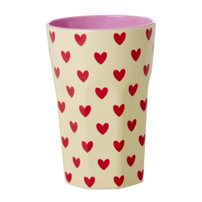 Høj kop - Creme - Darling Hearts Print