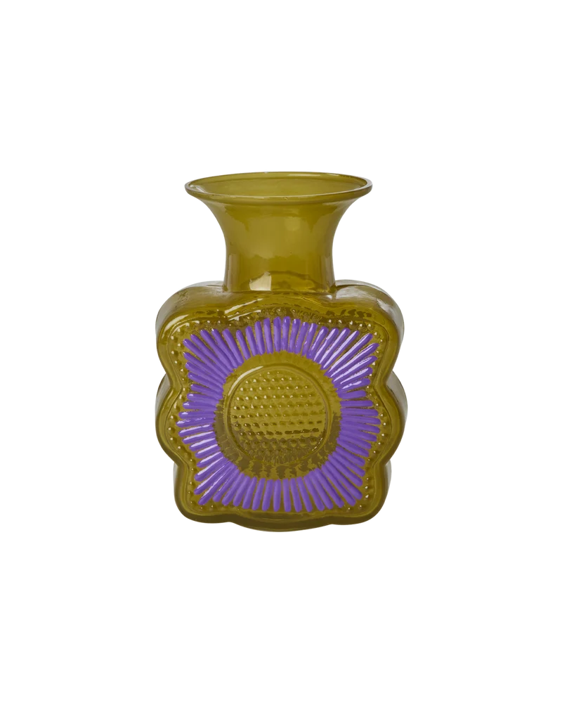 Firkantet Glas Vase - Gul