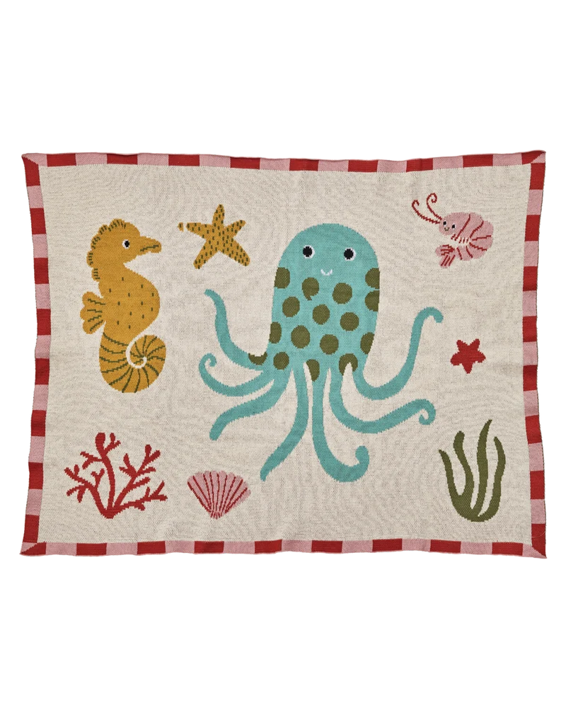 Bomuld Babytæppe - Koral - Ocean Design