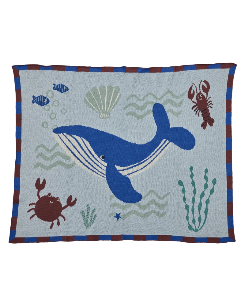 Bomuld Babytæppe - Blå - Ocean Design