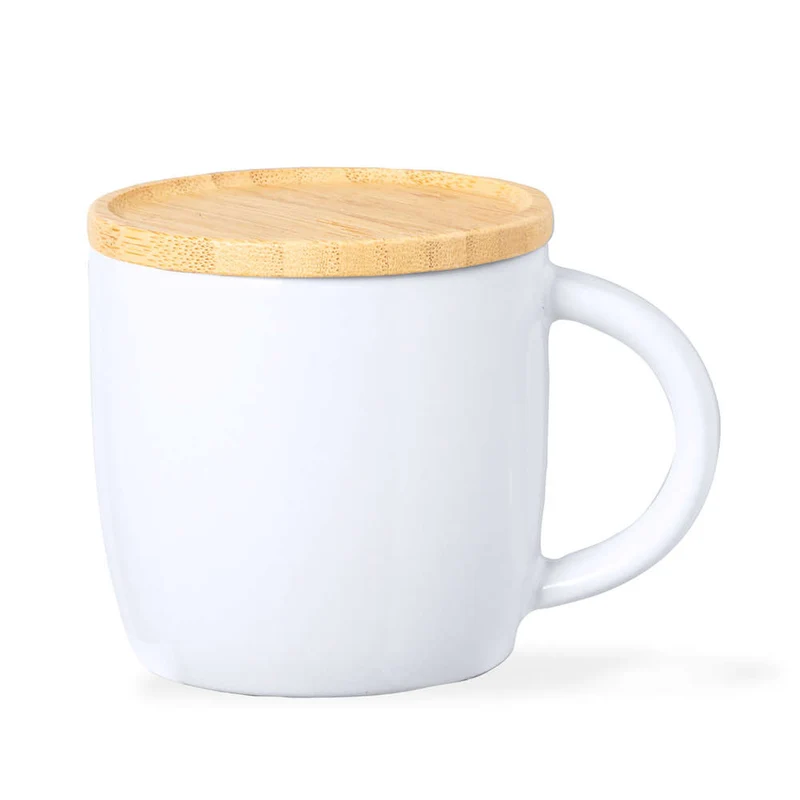 Taza Sostenible de Cerámica y Tapa de Bambú Zenara 350 ml