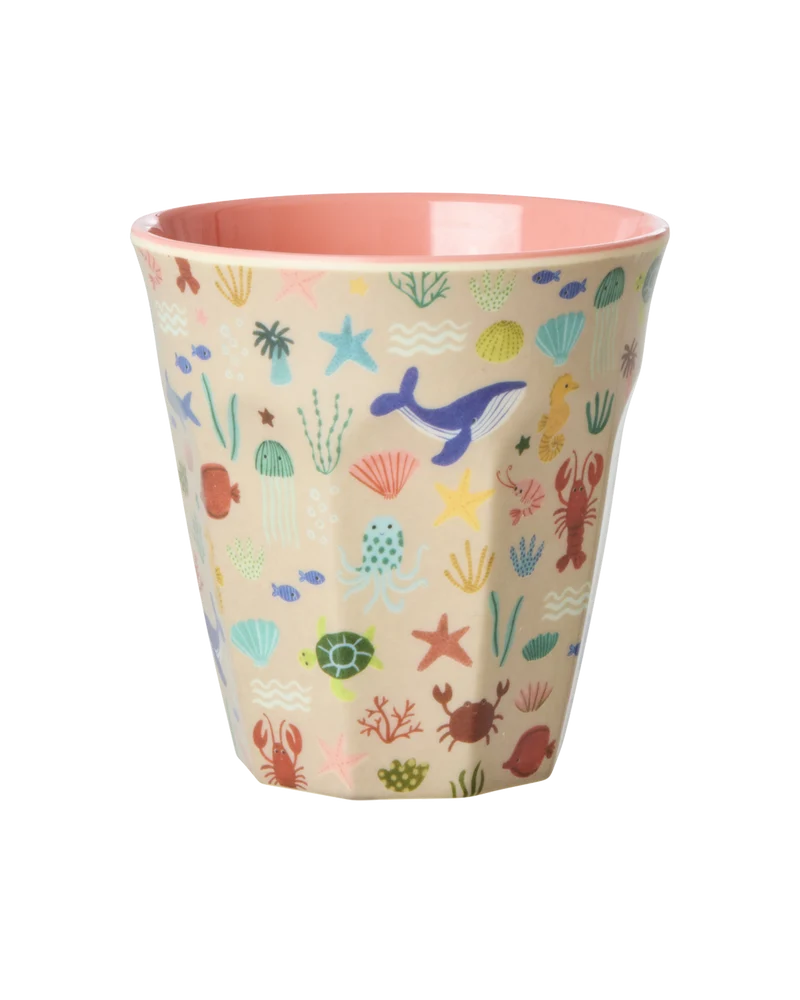 Mellem Børnekop - Koral - Ocean Print