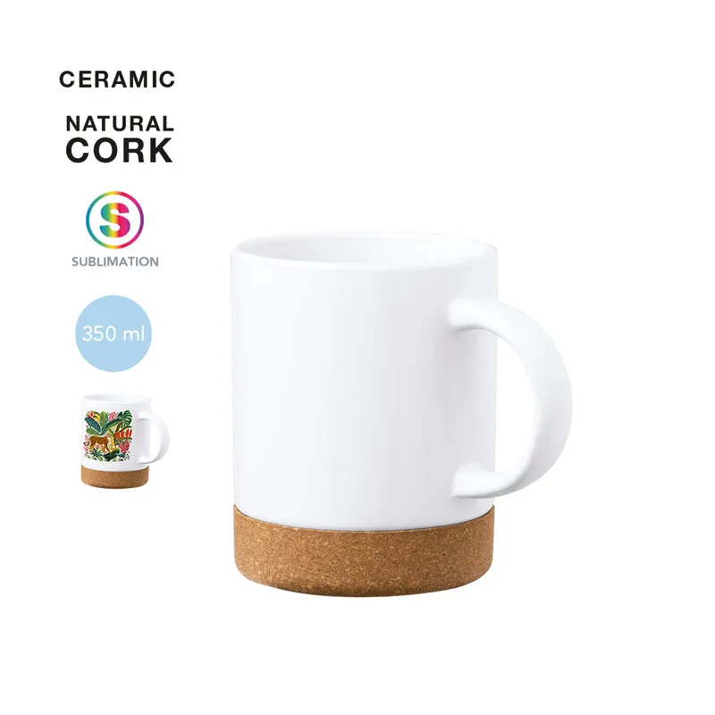 Taza Cerámica Sostenible con Base de Corcho Nala 350 ml