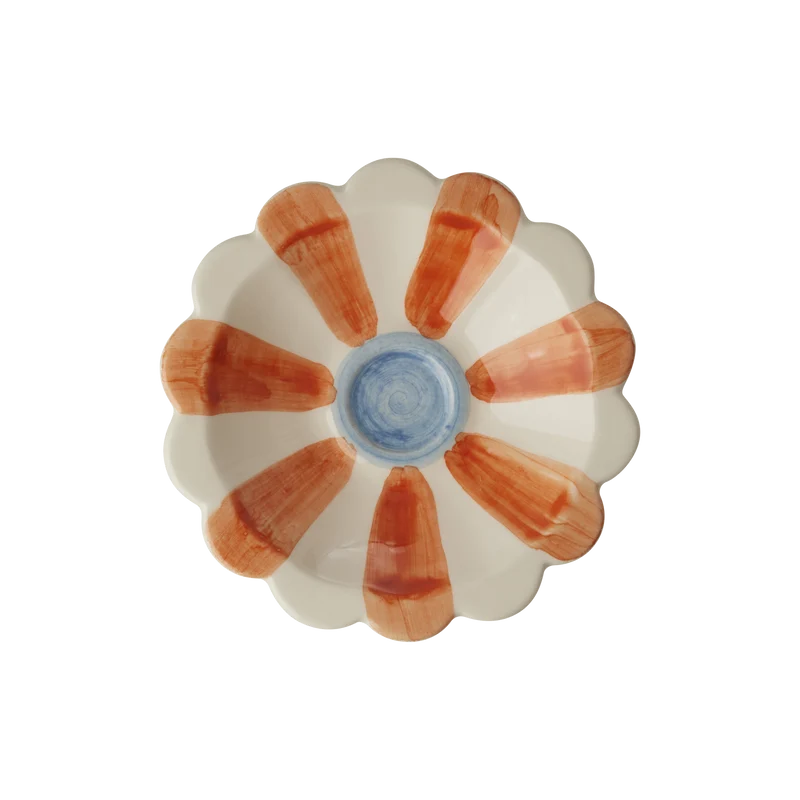 Lille Keramik Dip skål - Orange - Hand-painted Stripes