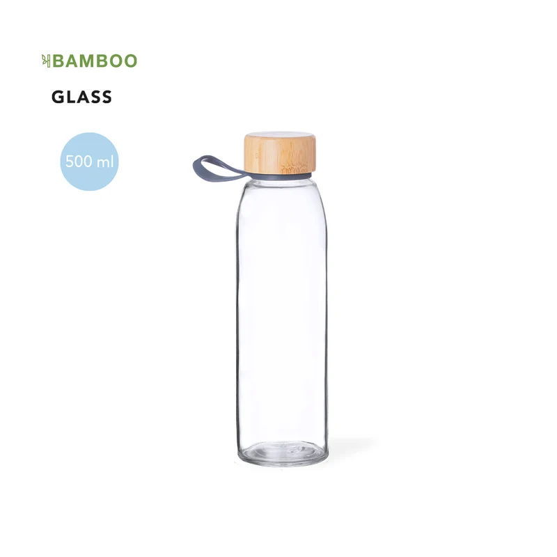 Botella Ecológica de Cristal y Bambú con Asa Toniox 500 ml