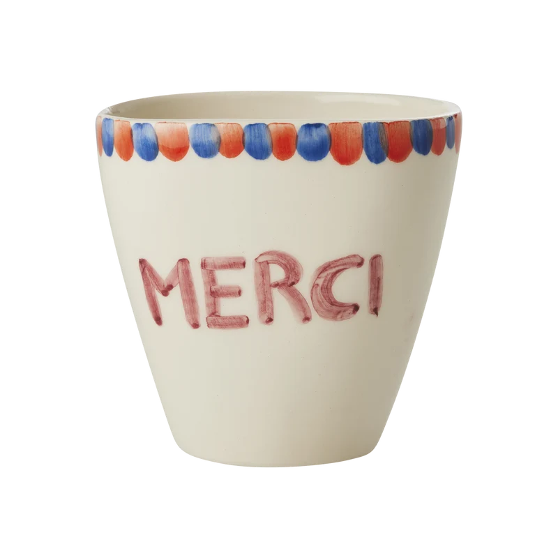 Oval Keramik Kop - Off White - Hand-painted MERCI