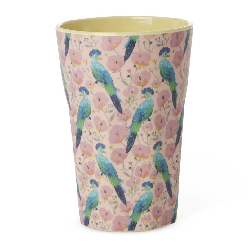 Høj kop - Lyserød - Exotic Bird Print
